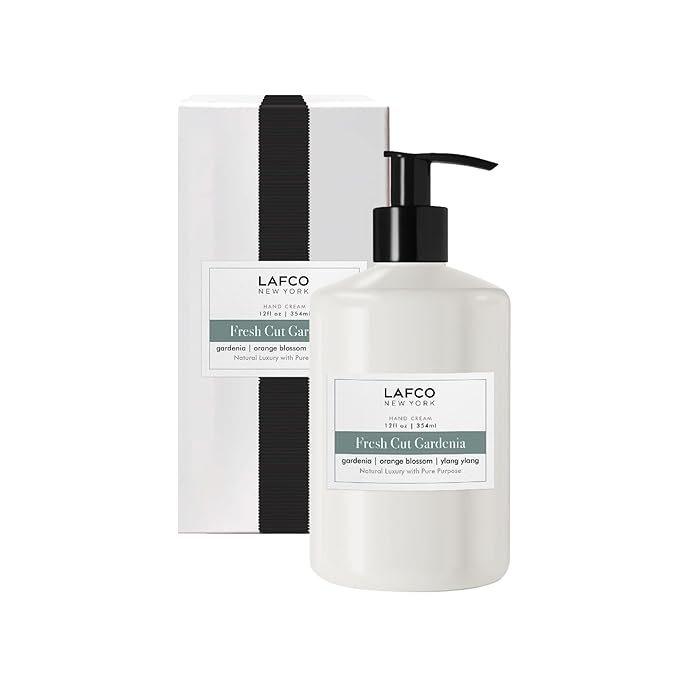 LAFCO New York Hand Cream, Fresh Cut Gardenia - 12 oz - Restores & Repairs Skin - All Skin Types - Hypoallergenic, Synthetic Free & Cruelty Free - Made in Italy
