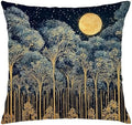 Rustic William Morris Night Forest Green Moon Decor Pillow Covers 18x18 by Unknown