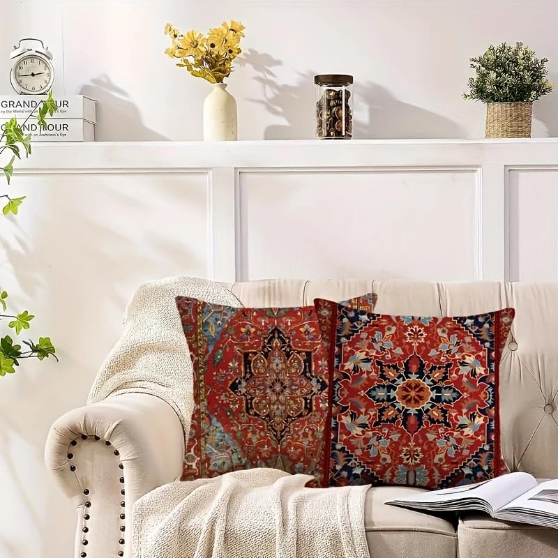 4pcs, Bohemian Ethnic Style Carpet Pattern Throw Pillow Covers, Printed Throw - Image 4