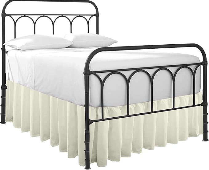 Ruffled Bed Skirt with Split Corners-Dust Ruffle - 15" Drop 100% Microfiber Soft,Sheen & Luxurious Look - Bed Skirts (Ivory -King)