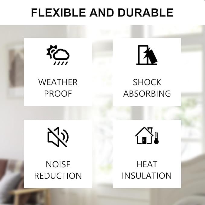 Weather Stripping Door Seal Strip, Strong Adhesive, Weatherproof, Reduce Noise, Gap Filler, Foam Insulation Tape for Doors and Windows (1/2 in x 1/8 in x 16 Ft)