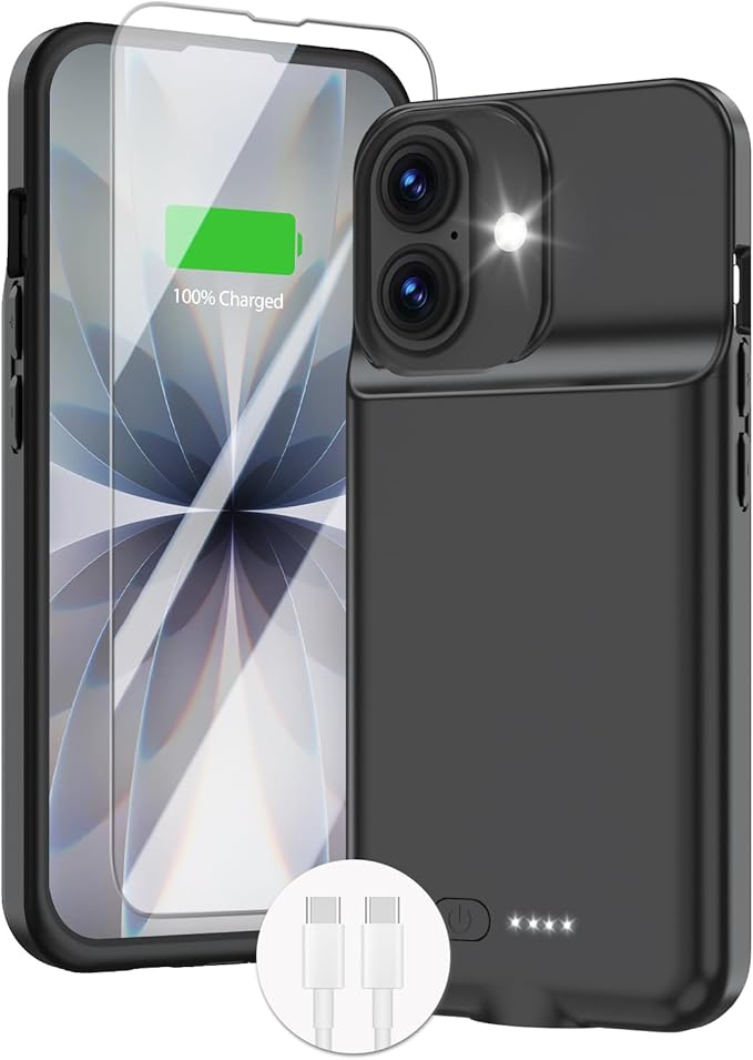 GIN FOXI Battery Case for iPhone 17, Charging Case Charger 8500mAh Ultra-Slim Lightweight Powerful Battery Pack 15W Fast Rechargeable Anti-Fall TPU Juice Box for iPhone 17 (6.3") Black