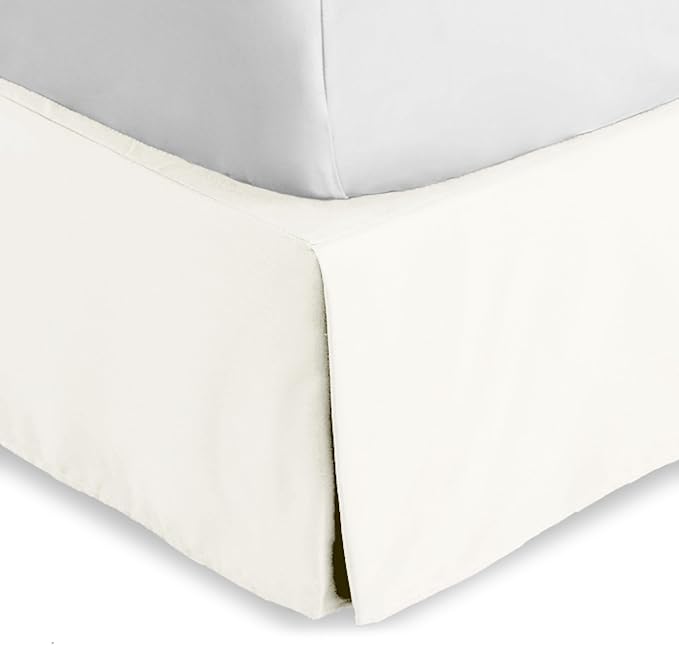 Bare Home Full Bed Skirt - 15-Inch Tailored Drop Easy Fit - Bed Skirt for Beds - Center & Corner Pleats (Full, Cream)