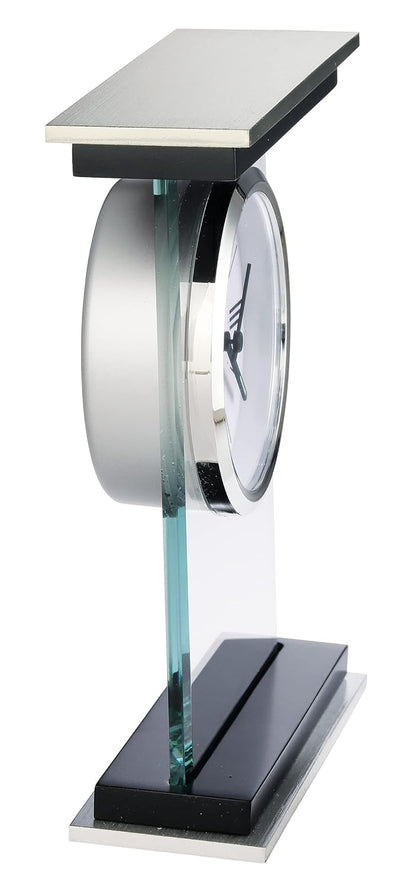 Howard Miller Bryant Tabletop Clock – Modern Desk Clock with Silent Sweep Seconds Luminous Hands Roman Numeral Markers & Bracket Style Design Satin Finish for Home Office & Desktop Decor