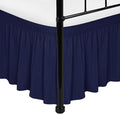 Biscaynebay Wrap Around Bed Skirts with Split Corners for Queen Beds 16" Drop, Navy Elastic Dust Ruffles Adjustable Easy Fit Wrinkle & Fade Resistant Silky Luxurious Fabric Machine Washable