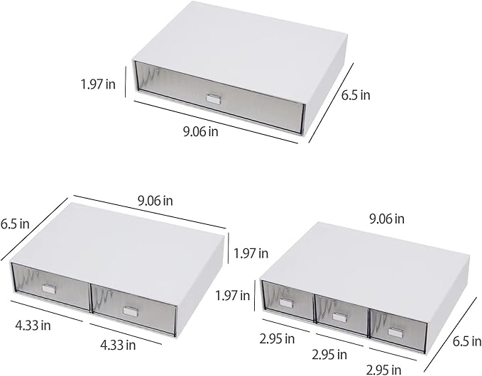 Desk Drawer Organizer, Stackable Office Supplies Desk Organizer, Plastic Plastic Storage Drawer, Desk Grocery Organizer For Stationery/Office Supplies (White, 3 Compartments)
