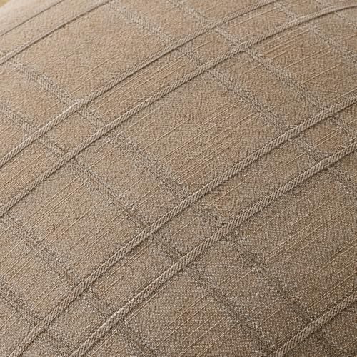 MIULEE Linen Plaid Pillow Covers Fall Decorative Euro 28x28 Light Brown - Image 2