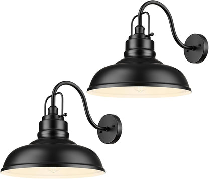 zeyu 2 Pack Gooseneck Barn Lights, Exterior Wall Mount Light for Porch, 18 Inch Modern barn Lights, Matte Black Finish, 016-1BL-2 BK