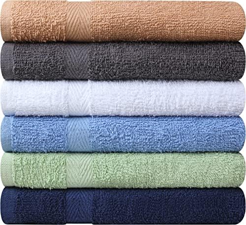 Towel and Linen Mart 100% Cotton 6 Pack Bath Towel Set, Quick Dry, Super Absorbent, Light Weight, Soft, (27 x 54 Pack of 6) Beige, White, Grey, Sky Blue, SAGE Green, Navy - Image 4