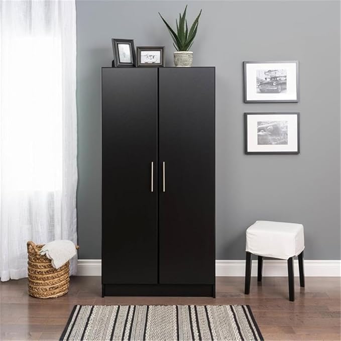 Pemberly Row 32" Contemporary Wardrobe Cabinet in Black
