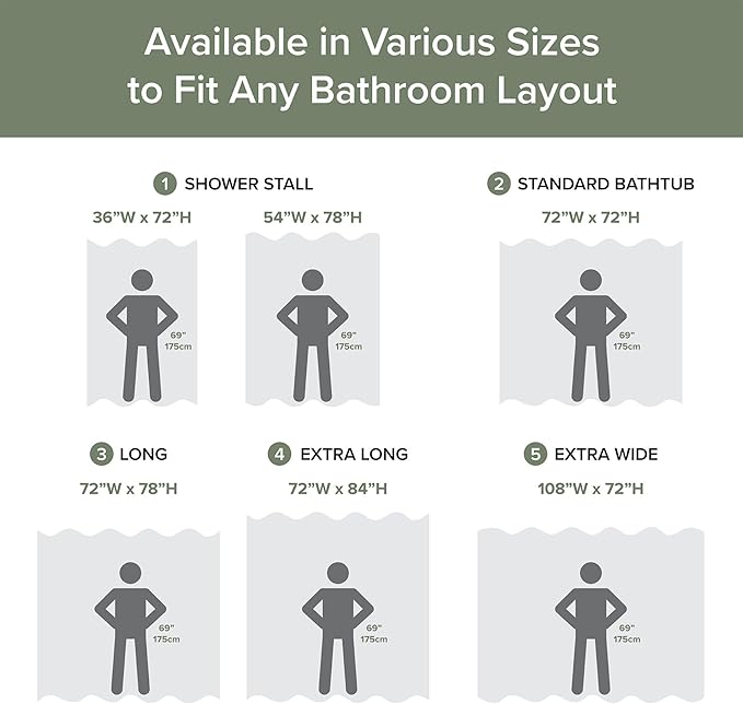 Madison Park Shower Curtain Spa Waffle Weave Long Shower Curtain for Bathroom 3M Scotchgard Moisture Management, Spa Quality Modern Shower Curtains for Bathroom, Long 72x78 Sage Green