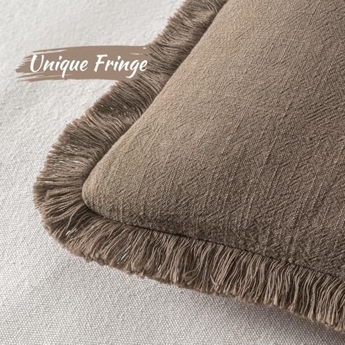 MIULEE Linen Decorative Fall Euro Throw Pillow Covers Cocoa Brown 26x26 - Image 3