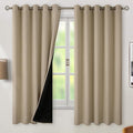 BGment Thermal Insulated 100% Blackout Curtains for Bedroom with Black Liner, Double Layer Full Room Darkening Noise Reducing Grommet Curtain (60 x 63 Inch, Sand, 2 Panels)
