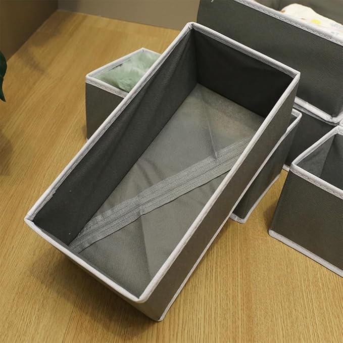Sock Drawer Organizer 3 Pack, Fabric Drawer Organizer Clothes with Fixed Dividers, Sock Organizer for Dresser, Closet and Storage Bins