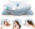 Cervical Neck Pillow for Sleeping - Ergonomically Designed Memory Foam Pillows for Neck Pain Relief, Side Sleeper Pillow for Neck Pain with Washable Cooling Cover for Side and Back Sleepers（Blue）