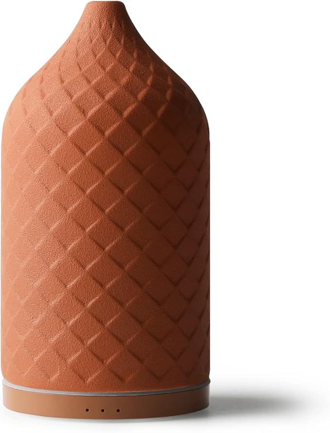 Essential Oil Diffuser for Home, Ceramic Aromatherapy Diffuser for Essential Oils, 120ml Oil Diffuser with Waterless Auto-Off and 7 LED Lights for Large Room Yoga Spa (Terracotta)