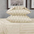 URBANHUT 800 Thread Count 100% Cotton Damask Queen Size Sheets, 4 Piece Striped Queen Size Bedsheets, Luxury Hotel Sheets Sateen Weave - Better Than Egyptian, 16" Elasticized Deep Pocket- Ivory