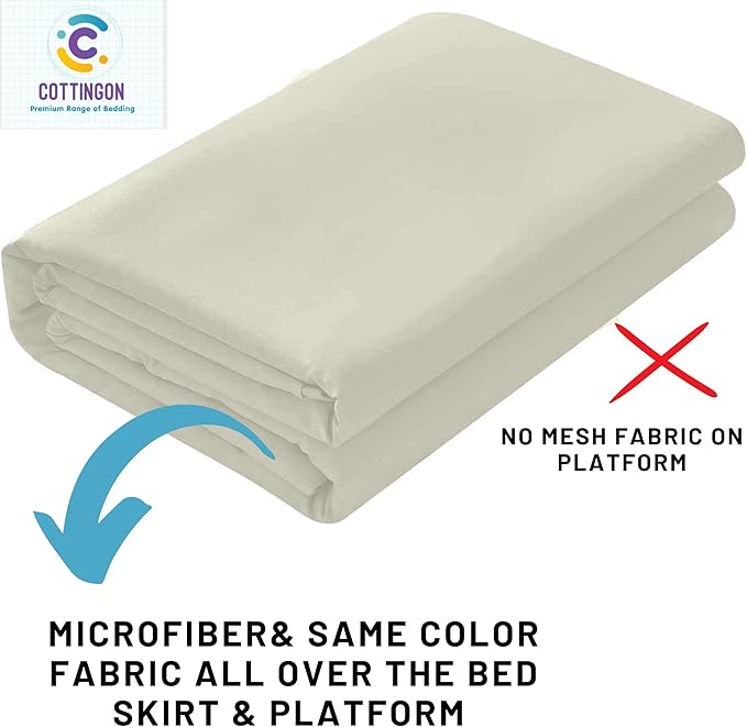 Cottingon Ruffled Bed Skirt with Split Corners-Dust Ruffle - 18" Drop 100% Microfiber Soft,Sheen & Luxurious Look - Bed Skirts (Ivory -King)