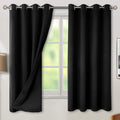 BGment Thermal Insulated 100% Blackout Curtains for Bedroom with Black Liner, Double Layer Full Room Darkening Noise Reducing Grommet Curtain (52 x 63 Inch, Black, 2 Panels)
