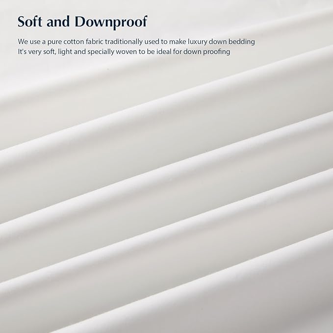 Pacific Coast Goose Feather Down Comforters Twin Size, 100% Cotton Extra Fluffy White Duvet Insert, Soft, Breathable, All Season Hotel Luxury Bedding Comforters, 8 Corner & Center Loops (68"x90")