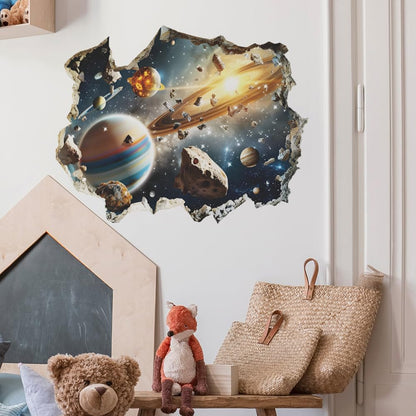 Quanhaigou 3D Galaxy Outer Space Wall Decals Stickers Wall Murals Wallpaper Decor for Home Floor Living Room (Universe Planet)