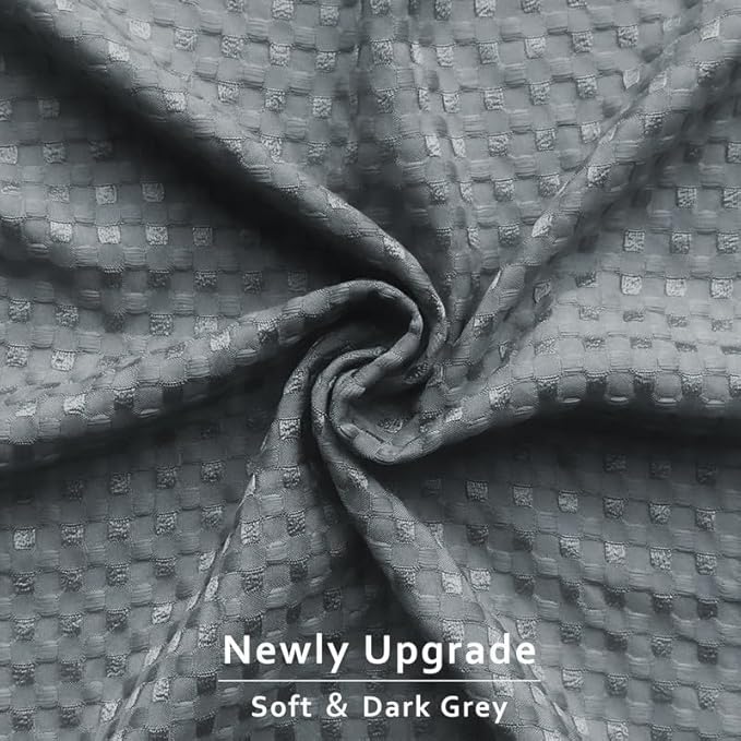 MIYE Pleated Waffle Weave Bed Skirt, Tailored Dust Ruffle 22 Inch Drop Easy Fit, Machine Washable (Dark Grey, TwinXL - 22" Drop)