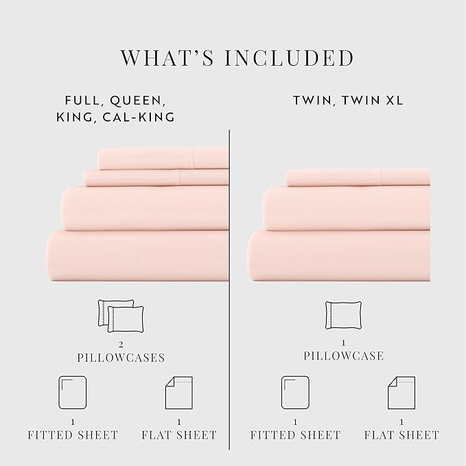 Linen Market Bed Sheets for Twin Size Bed (Blush) - Sleep Better Than Ever with These Soft and Cooling Twin Sheets - Deep Pocket Fits 16" Thick Beds - 3 Piece Twin Sheet Set