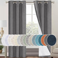 PrinceDeco 100% Blackout Curtains for Bedroom Linen Blackout Curtains 84 Inches Long Full Light Blocking Thermal Insulated with White Liner Energy Saving Warm Drapes for Winter, Grey,W 42 X L 84 Inch