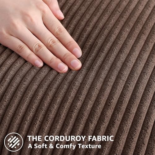 Mecatny Corduroy Fall Throw Pillow Covers 26x26 Set of 2 Chocolate - Image 4