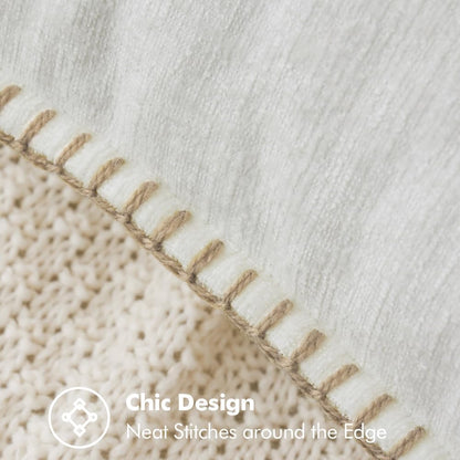 MIULEE Pack of 2 Christmas Pillow Covers 24x24 Inch Pure White Farmhouse Decorative Throw Pillow Covers with Stitched Edge Soft Chenille Solid Dyed Couch Pillow Covers for Sofa Bed Living Room