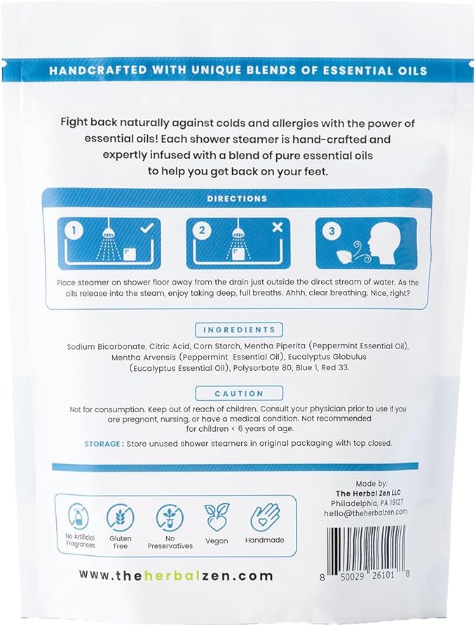 Cold Kicker Shower Steamers Aromatherapy for Sinus Relief - USA Made - Peppermint & Eucalyptus Shower Bomb Tablets – Self Care Gifts for Women and Men – Soothing Natural Essential Oils (20 Pack)