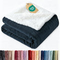 Sherpa Fleece Blanket Throw Size - Reversible Sherpa Fleece Throw Blanket - Super Soft Double Sided for Bed, Sofa, Couch - Thick, Warm, Fuzzy & Plush - Luxurious Bedding for Winter - Navy, 50" x 60"