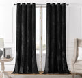 SMILETIME Black Crushed Velvet Curtains 52x90 inch Luxurious Thermal Insulated Soundproof Drapes for Living Room Bedroom Office Soft and Durable Light-Filtering Window Treatments, 2 Panels