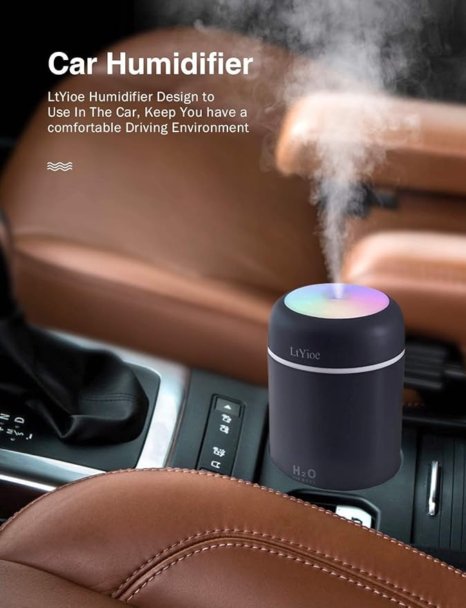 Colorful Cool Mini Humidifier, USB Personal Desktop Humidifier for Car, Office Room, Bedroom,etc. Auto Shut-Off, 2 Mist Modes, Super Quiet. (Navy)(Black)