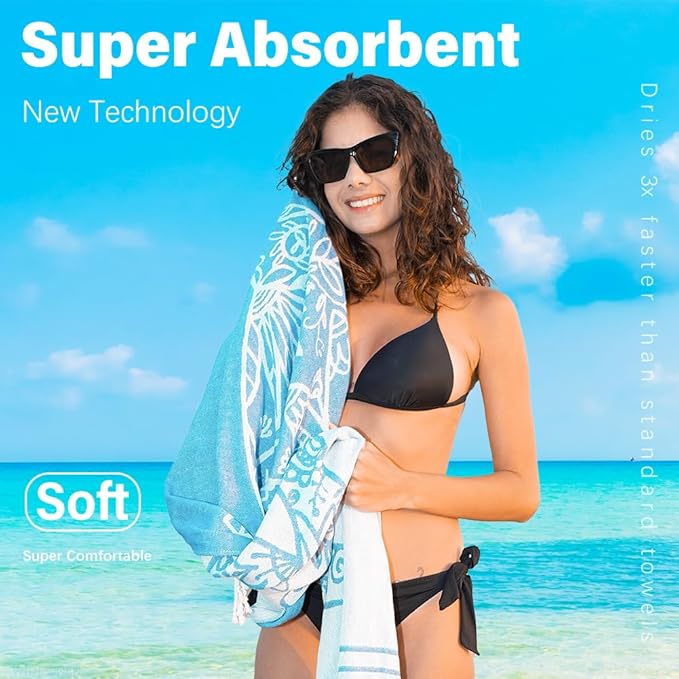 Thin Turkish Beach Towel Quick Dry Absorbent Cotton Lightweight Bath Pool Towels Extra Large Oversized Sand Free Beach Stuff Cloud Adults Gift