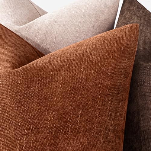 MIULEE Textured Chenille Fall Throw Pillow Covers 20x20 Inch Burnt Orange - Image 2