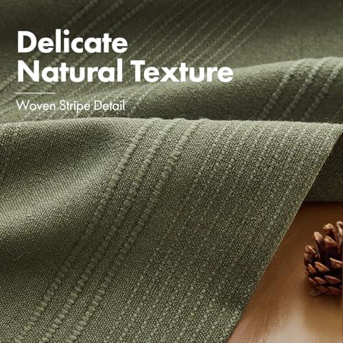 MIULEE Striped Euro Sham Pillow Covers 24x24 Inch Olive Green 2 Pack - Image 2