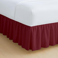 Rajlinen Ruffled Bed Skirt Twin XL, 21 Inch Drop Dust Ruffle with Split Corners, 100% Microfiber Bedskirt with Platform, Three-Sided Coverage Ruffled Gathering Design, Burgundy