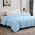 100% Viscose Made from Bamboo Comforter, Soft Lightweight Queen Size Summer Cooling Comforter Down Alternative Duvet Insert, 8 Corner Tabs（88x88 Inches, Light Blue-Summer）