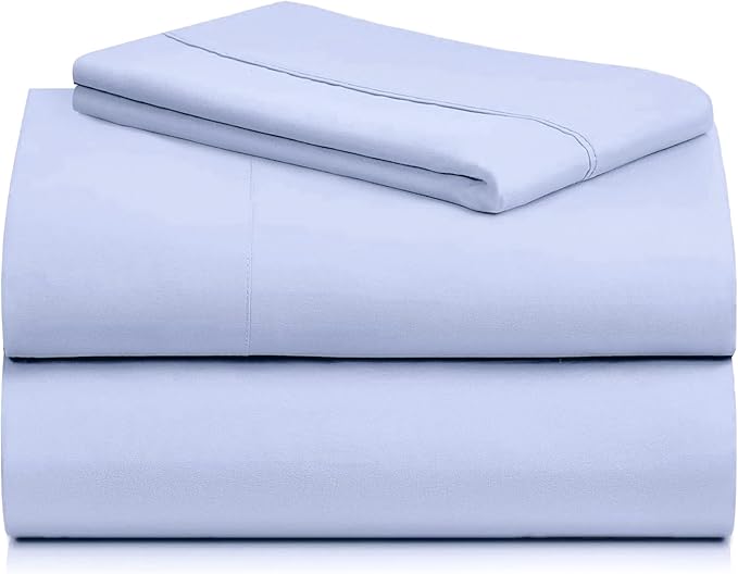 LuxClub 3 PC Twin XL Sheet Set, Deep Pockets Wrinkle Free Cooling Bed Sheets Hotel Bedding for Women, Men, Kids & Teens, Includes 1 Fitted Sheet, 1 Flat Sheet and 1 Pillowcase-Silky Soft Sky Blue