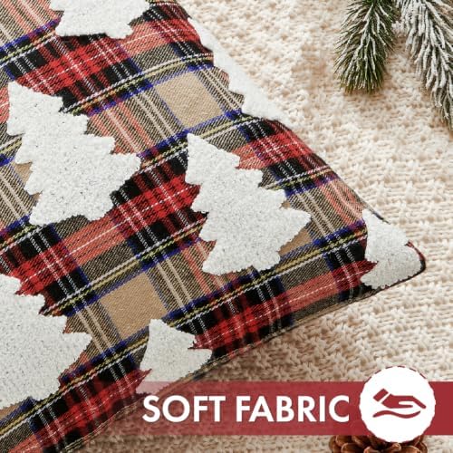 EMEMA Christmas Pillow Covers 20x20 Set of 2, Khaki Tartan Plaid Throw Pillow - Image 2