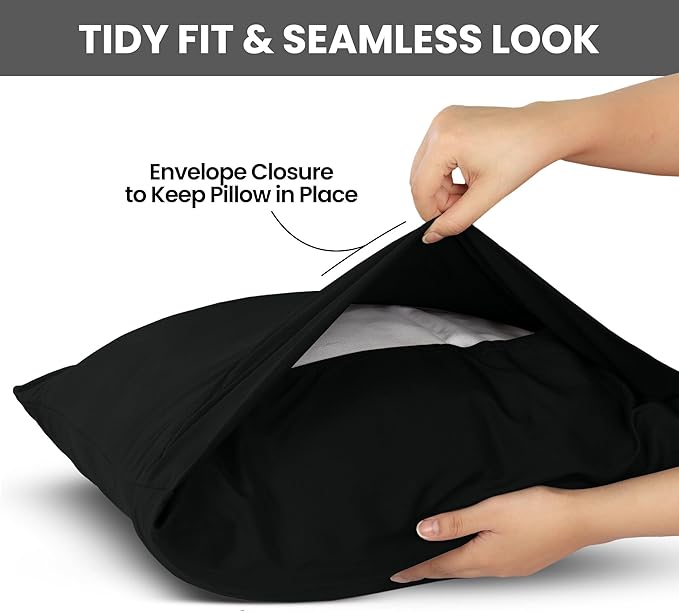 Pillow Covers by Utopia Bedding - King Size 2-Pack – Soft Brushed Microfiber – Perfect for Hospitals, Hotels, Guest Rooms – Oeko-TEX Certified, 20x40 Inches (Black)