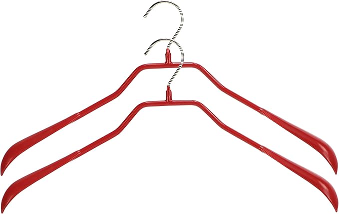 Mawa by Reston Lloyd BodyForm Series Non-Slip Space-Saving Clothes Hanger for Jackets, Suits and Coats, 16-1/2", Style 42/L, Red, Set of 2