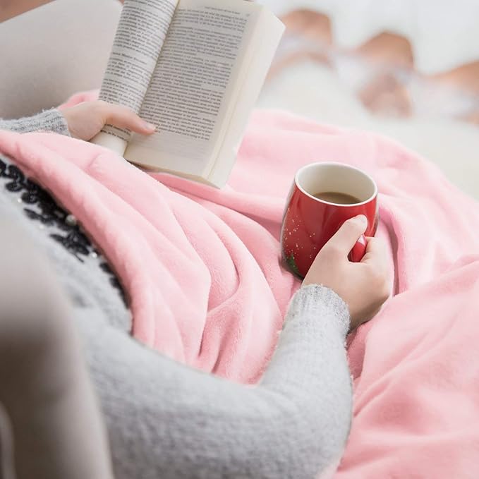 Bedsure GentleSoft Fleece Blankets Queen Size Pink - Bed Blanket Soft Lightweight Plush Fuzzy Cozy Luxury Microfiber 90x90 inches