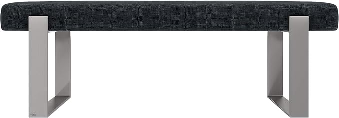 VANT Upholstered Bed Bench - Weave Blue Denim - Brushed Nickel - Contemporary Modern, Bedroom Bench Seat, Hallway, or Entryway