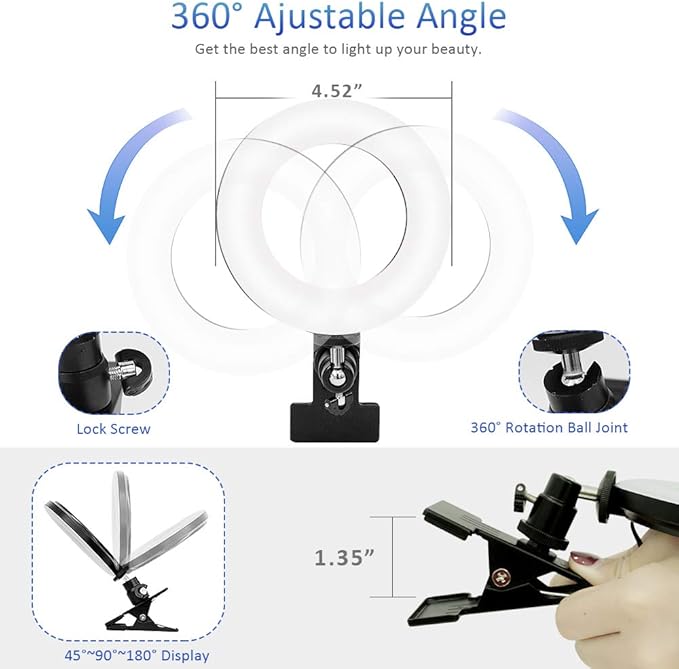 Video Conference Lighting Kit, Ring Light for Monitor Clip On,for Remote Working, Distance Learning,Zoom Call, Self Broadcasting and Live Streaming, Computer Laptop Video Conferencing