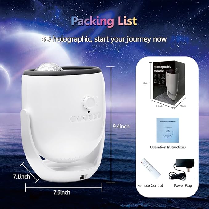3D Galaxy Projector Star Projector, Planetarium Projector Night Light with Bluetooth Speaker for Bedroom Decor, 90 Dynamic Scenes, Relaxing Ambience & Ceiling Stars for Christmas Gifts,New Year Gift