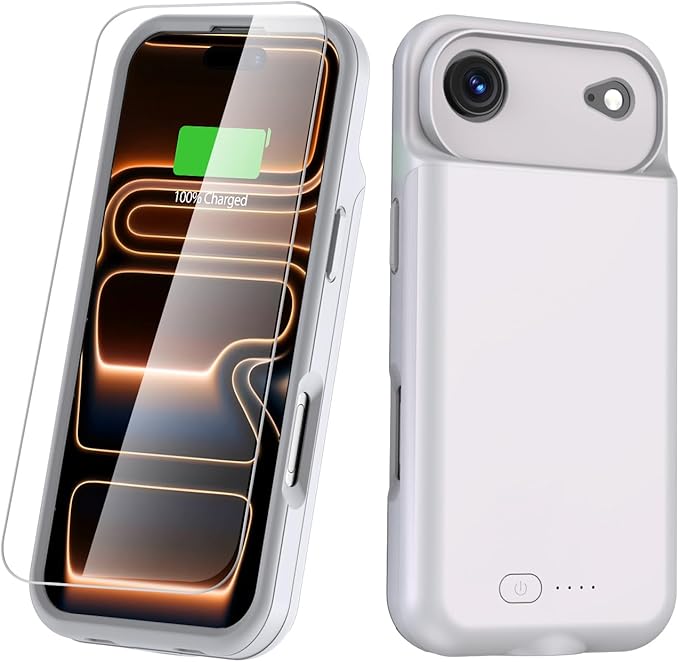 GIN FOXI Battery Case for iPhone 17 AIR, Charging Case Charger 8500mAh Ultra-Slim Lightweight Powerful Battery Pack 15W Fast Rechargeable Anti-Fall TPU Juice Box for iPhone 17 AIR (6.5") Grey