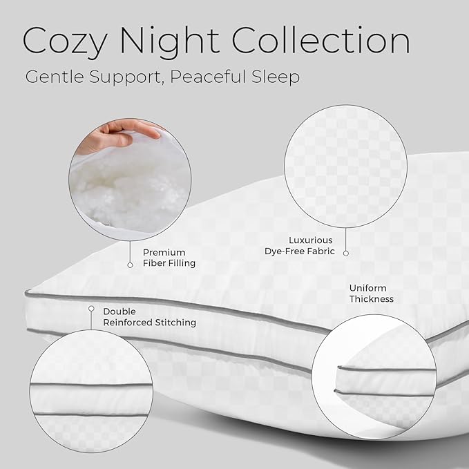 Sweetnight Pillows Queen Size Set of 2, Bed Hotel Pillows, Almohadas para Dormir, Side Back Stomach Sleeper, Relief Neck, Head, Shoulder