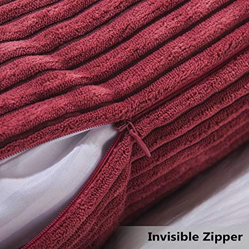 Home Brilliant Lumbar Throw Pillow Covers 12x20 inch 2 Pack Solid Striped - Image 4